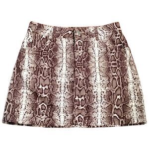 NWOT Topshop Moto Brown Snakeskin print denim skirt. Size 6, Brown, Tan, White
